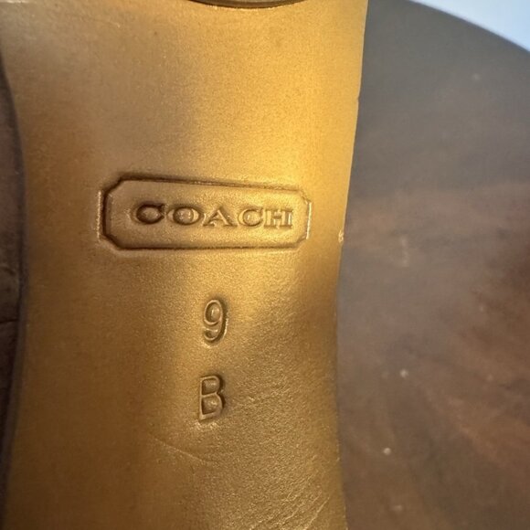 Coach Pumps With Logo Stack Block Heels Taupe Gray Women 9 - Picture 9 of 9